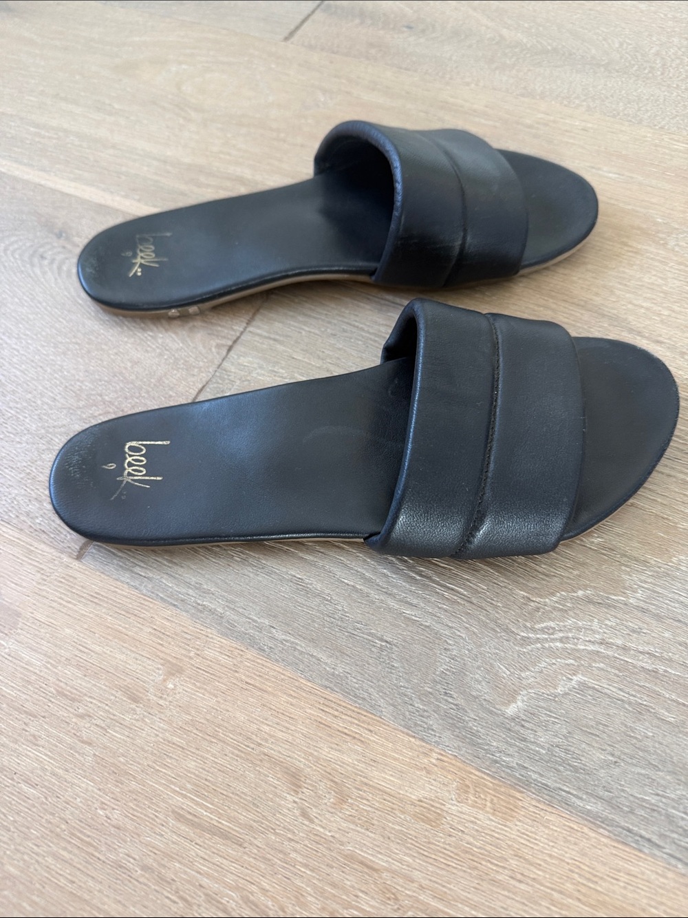 beek Black Leather Sugarbird Slide Sandals - Picture 6 of 6